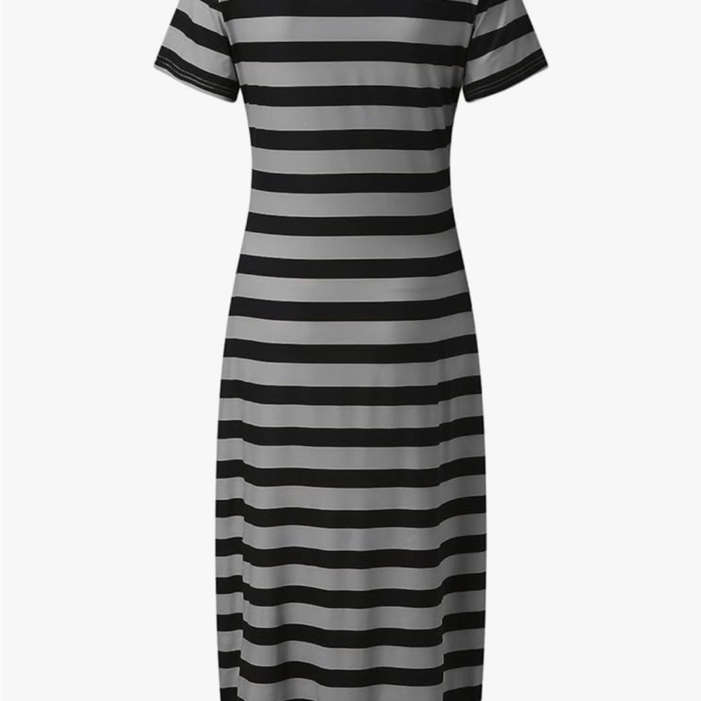New without tag,Striped blue T-Shirt maxi dress. - Picture 2 of 4